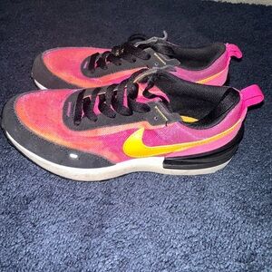 Nike Black and Pink Sneakers with Yellow Swoosh